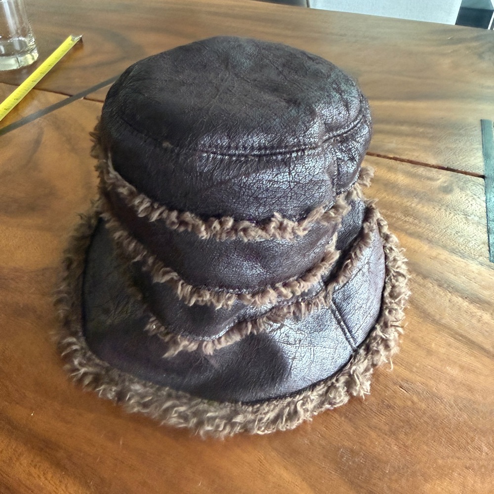 Brown Faux Fur Trimmed Hat